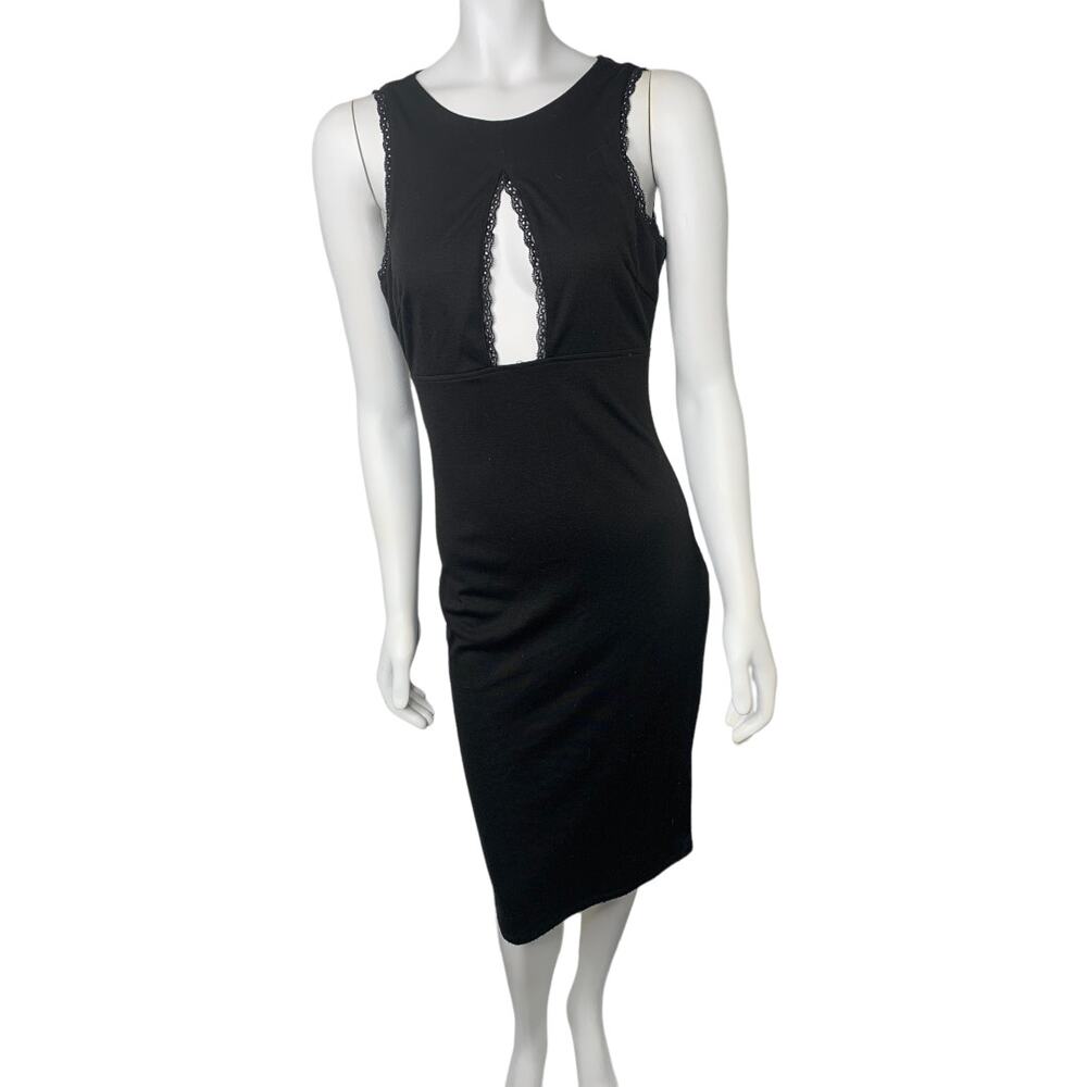 Socialite black midi dress open back chest cutout sleeveless small